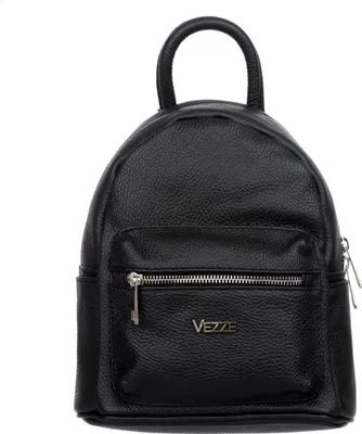 Produktbild von Vezze Pulito – Eleganter Lederrucksack aus italienischem Glattleder in Schwarz mit verstellbaren Schulterriemen
