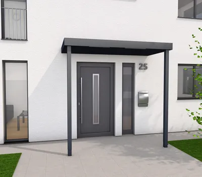 Obrázok produktu pre Vchodová strieška Gutta BS Plus XL RAL 7016 antracit 250x125 cm vrátane 2 stĺpikov, odtok vody vpravo