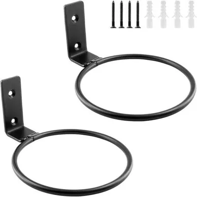 Image de Lot de 2 supports muraux en métal pour pots de fleurs de 15 cm, noir