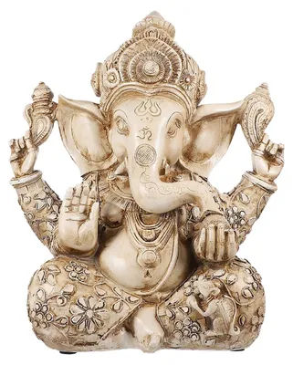 Obrázok produktu pre Ručne maľovaná socha Ganesh z bronzu - dekorácia do interiéru