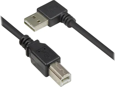 Produktbild von Anschlusskabel USB 2.0 EASY Stecker A gewinkelt an Stecker B, schwarz, 1m, Good Connections®