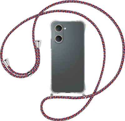 Produktbild von Handykette Backcover-Schutzhülle mit Band (Metall silberfarben) für vivo Y28s 5G - silber/blau/rot