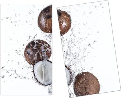 Produktbild von Spritzschutz Herdabdeckplatte Schneidebrett aus Glas Kokosnüsse im Wassersplash 2-Teilig (60x52cm)