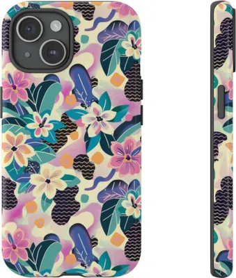 Produktbild von Buntes Blumenmuster mit abstraktem Design – Hülle Kompatibel mit iPhone 15