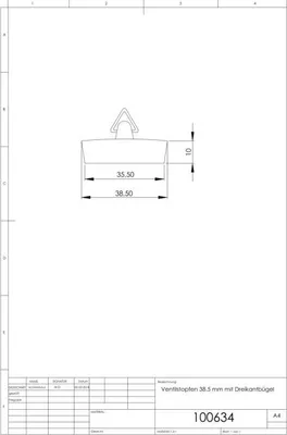 Produktbild von ASW Ventilstopfen 100634 schwarz mit Dreikant, 38,5mm