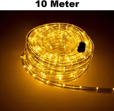 Produktbild von Trade-Shop LED Lichtschlauch Komplett Set mit Zubehör Lichterkette Beleuchtung Warmweiß 10 Meter F3 LED für Drinnen/Draußen Weihnachten Beleuchtung Dekoration Lichterschlauch
