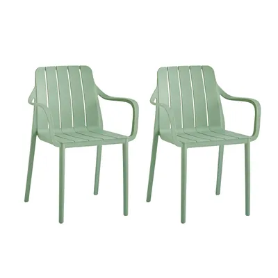 Immagine prodotto di Set di 2 sedie da giardino VORTIVO, verdi - impilabili, resistenti UV, fino a 200 kg