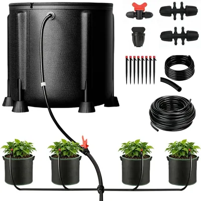 Tropfbewässerungsset mit 15-W-Pumpe, 50 l, 8 Auslässen