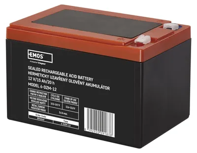 Obrázok produktu pre EMOS Bezúdržbový olovený trakčný aku. 12 V/15 Ah, faston 6,3 mm