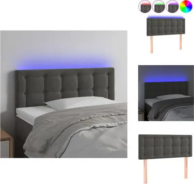 Produktbild von vidaXL LED Kopfteil Dunkelgrau 90x5x78/88 cm Samt -  Kopf- & Fußenden