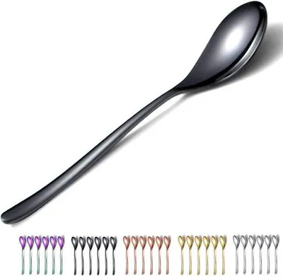 Produktbild von Famanu Esslöffel Set 6 Stück - Schwarz, 21,5 cm, Edelstahl mit Titanbeschichtung