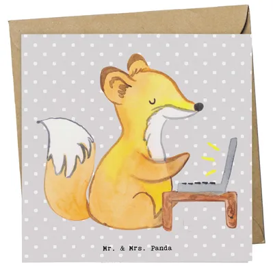 Produktbild von Mr. & Mrs. Panda Glückwunschkarte Assistent Herz - Grau Pastell - Geschenk, doppelkarte, anlasskarte, Grußkarte, faltkarte, Klappkarte