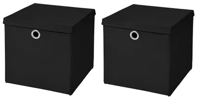 Produktbild von 2 Stück Schwarz Faltbox 32 x 32 x 32 cm Aufbewahrungsbox faltbar mit Deckel