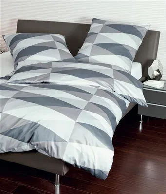 Produktbild von Janine Mako Satin Bettwäsche 2 teilig Bettbezug 135 x 200 cm Kopfkissenbezug 80 x 80 cm J. D. Raute opalgrau silber