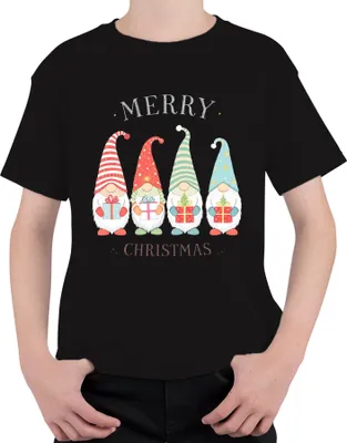 Produktbild von MERRY CHRISTMAS Wichtel Weihnachtswichtel Gnom Geschenke Niedlich Uni Kinder T-Shirt, Schwarz, 116