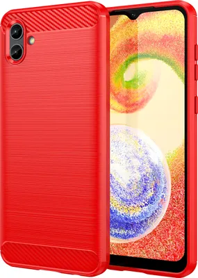 Produktbild von Galaxy A04 Hülle, Carbon-Faser TPU Silikon Stoßfest Schutzhülle für Samsung Galaxy A04 Rot