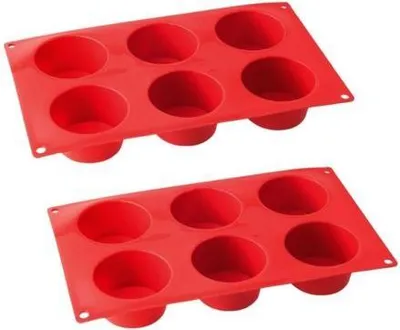 Produktbild von Muffinblech Set, 2 Stück, 6 Mulden, Dr. Oetker Flexxibel Love, 30 x 18 cm, Silikon