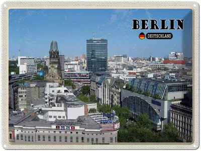 Produktbild von vianmo Blechschild 30x40 cm Berlin Hauptstadt Kurfürstendamm Bildmotiv Reisemotiv Abenteuer Reisen Urlaub