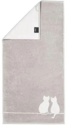 Produktbild von Cawö Handtuch Cute Cats Katze You & Me Platin Weiß (50x100cm)