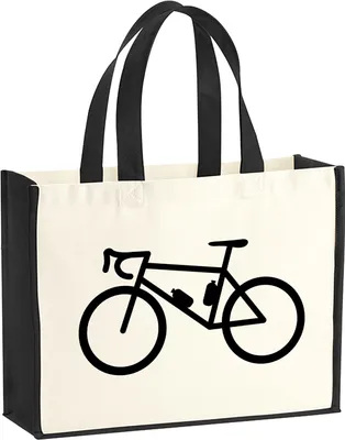 Produktbild von Huuraa Jutetasche Bike Fahrrad 21 Liter Black Jute und Baumwolle Einkaufstasche Geschenkidee
