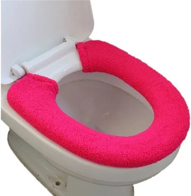 Productafbeelding van Ibenzoa® Rosa wasbare toiletbrilbeschermer – zacht koraalachtig materiaal voor comfort en hygiëne, universeel geschikt voor V- en O-vormige toiletbrillen, herbruikbaar, met knoopsluiting