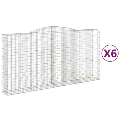 Produktbild von Gabionen mit Hochbogen 6 Stk. 400x50x200/220cm Verzinktes Eisen