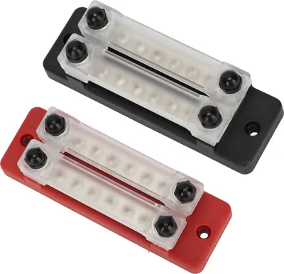 Produktbild von 2 Stück Stromverteilungsblock Schwarz Rot 12-48 V 150 A Zweireihige Sammelschiene mit 6 Anschlüssen für Autos, Wohnmobile, Boote, Yachten, LKWs