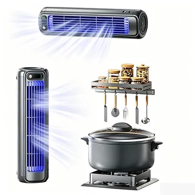 Produktbild von ZELURXX Wandventilator ohne Bohren, Turbokühlung mit Querstromgebläse, Hochfrequenz-Magnetmotor, Ultra-leise, 3 Stufen, für Schlafzimmer & Küche