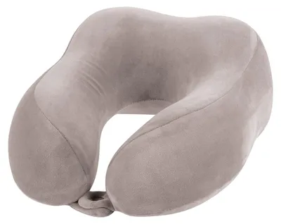 Zdjęcie produktu dla Poduszka podróżna kołnierz 27x24 cm – pianka termoplastyczna, welur, beżowa