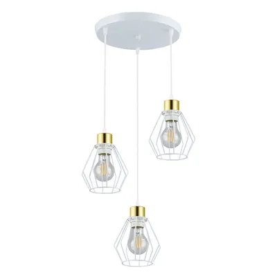 Produktbild von MasterLED Pendelleuchte Otto 3-flammig modern E27 Gold Weiß aus Metall für Esstisch oder Küche LED-kompatibel
