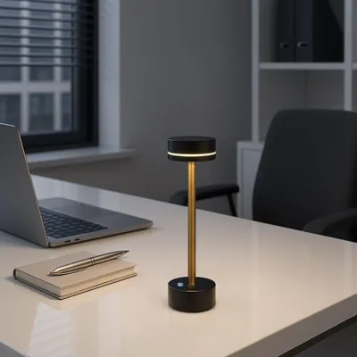 Image de Lampe de chevet LED noire et dorée 5 W, couleur chaude, sans fil, tactile SAM Milagro