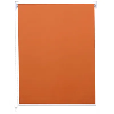 A plain orange roller blind is shown against a white background.