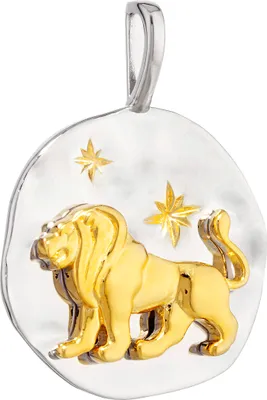 Produktbild von NKlaus 17mm Kettenanhänger Sternzeichen Löwe rund 925 Silber Zodiac gold weiß Horoskop 13988