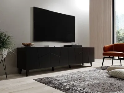 Produktbild von TV Lowboard Fernsehtisch TV- Unterschrank ETNA schwarz matt 200 x 52 x 42cm