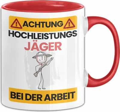 Produktbild von Jäger Tasse Geschenk Lustiger Spruch Geschenkidee für Jäger Achtung Hochleistungs Jäger Bei Der Arbeit (Rot)