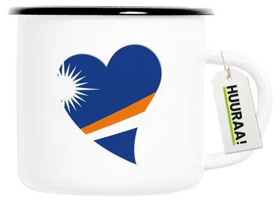 Produktbild von Huuraa Emaille Tasse Marshallinseln Flagge Herz 300ml Vintage Campingbecher Geschenkidee