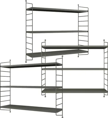 Immagine prodotto di Set di 3 mensole a muro modulari 'Strängnäs' in acciaio 50 x 60 x 15 cm grigio antracite
