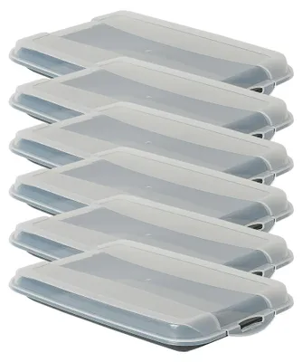Produktbild von Novaliv 6er-Set Anthrazit Premium Aufschnittbox mit Transparentem Deckel, Frischhaltedosen für Wurst & Käse Maße 25x17x3 cm Kühlschrank Organizer Knäckebrotbox Wohnung must-have Küchen Gadgets