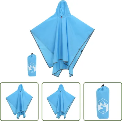 Produktbild von The Living Store Regenponcho mit Kapuze 2-in-1-Design Blau 223x145 cm