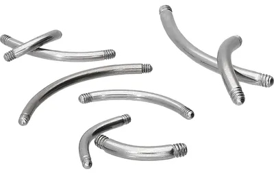 Produktbild von Bauchnabel-Piercing, Rook Piercing Chirurgenstahl Banane ohne Kugeln Silber Stablänge: 6mm | Stabstärke: 1,2mm