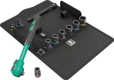 Produktbild von Wera 8100 SB 13 Zyklop Comfort Knarrensatz, Umschalthebel, 3/8"-Antrieb, zöllig