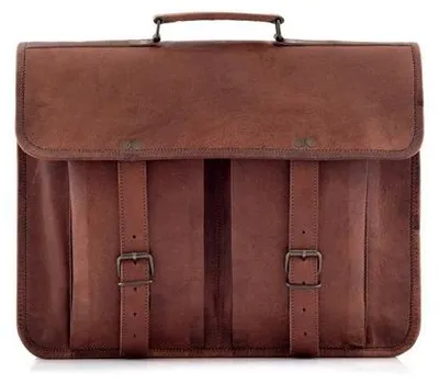 Productafbeelding van Belveder lederen schoudertas met 15,6 inch laptopvak, gemaakt van buffelleer, vintage bruin, A4 aktetas, model Outlander BH74
