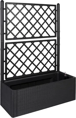 Produktbild von XL Spalier, Pflanzkasten Outdoor - wetterfest, UV- & frostbeständig, Kunststoff Rattan Optik, 100x43x142 cm, für Garten & Balkon - Breit, Anthrazit
