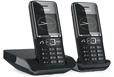 Produktbild von Gigaset Schnurlostelefon Comfort 550 Duo, analog, 2 Mobilteile, 2,2-Zoll-Farbdisplay, schwarz