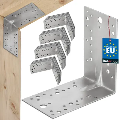 Obrázok produktu pre KOTARBAU® Sada 50 ks uhlových spojok, regálové uholníky 150 x 150 x 90 mm, uholníky pre ťažké zaťaženie, dorazové uholníky, vystužené kovové uholníky, stavebné spojky, pozinkovaná oceľ