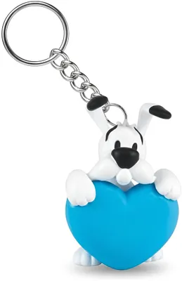Image de Porte-clés Astérix, Idéfix, cœur bleu