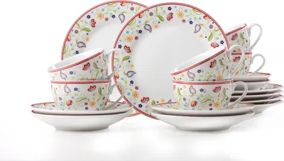 Produktbild von Flirt Kaffeeservice Doppio Shanti 18-teilig mit Blümchenmuster, Porzellan