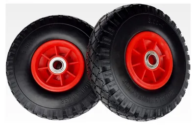 Produktbild von Sackkarrenrad PolyurethanRad 260 mm 3.00-4 | 20 mm Achse | Kugellager | Vollgummi | Ersatzrad Bollerwagen pannensicher | Reifen (2)