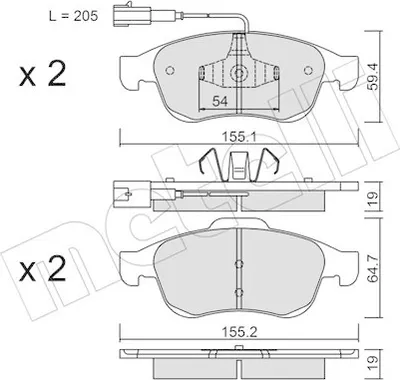 Produktbild von METELLI Bremsbeläge Satz Vorne Bremsklötze für ALFA ROMEO GIULIETTA (940) 22-0817-1