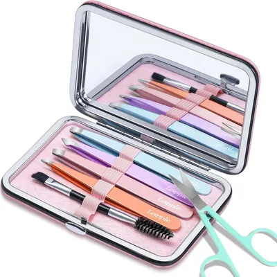 Produktbild von Leipple Pinzette Set für Damen - Präzisionspinzetten mit Schere und Spiegel